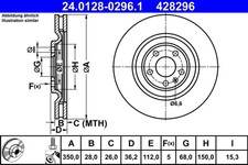 2x Bremsscheibe ATE 24.0128-0296.1 für 4MG VW 4MB Q7 AUDI TOUAREG CR7 RC8 TFSi