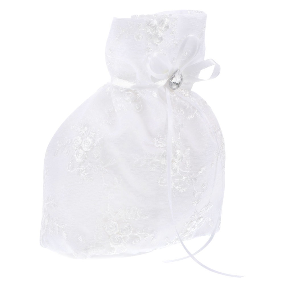 Cartera de noche nupcial de tela blanca bolsa de dinero decoración para uso del día de la boda