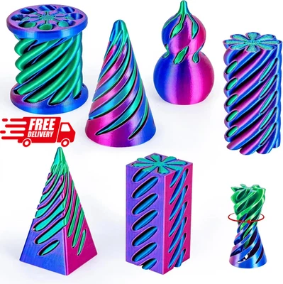 6 Pack Spiral Cone Fidget Toys, 3D Printed Impossible Pass-Through Anxiety Toy