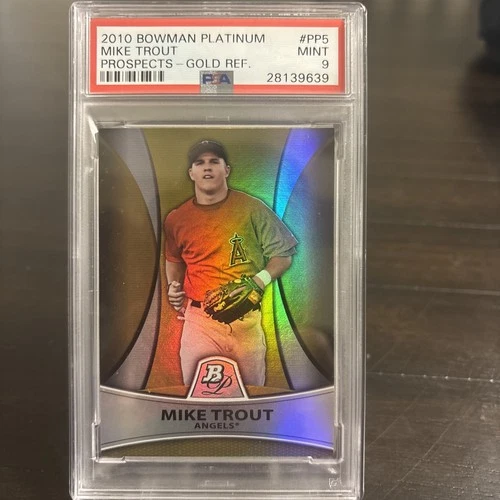 2010 Bowman Platinum Prospects Mike Trout Gold Refractor Rookie Card PSA 9 Mint