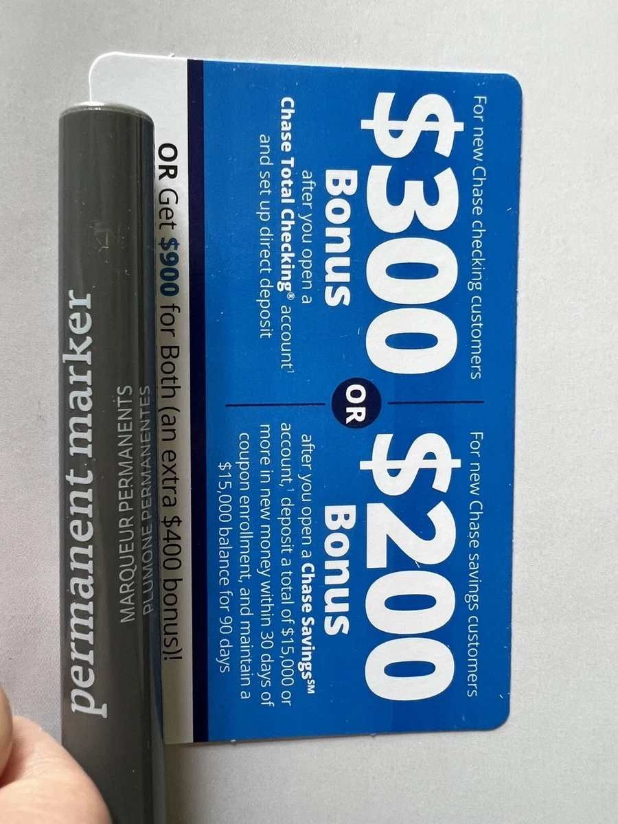 Chase 900 Bonus Checking Savings Account Opening Coupon Use By 1