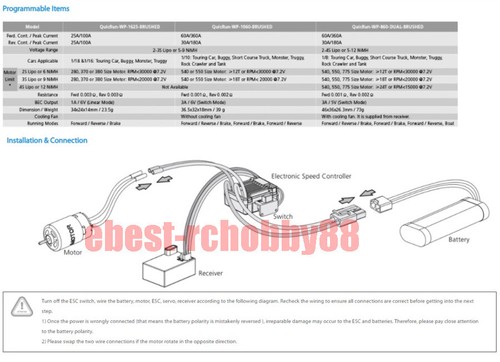 Hobbywing QuicRun 1625 25A ESC cepillado para controlador de velocidad 1/16 1/18 de coche 2-3S - Imagen 12 de 12