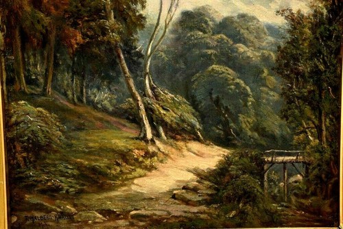 Fritz HALBERG-KRAUS >Waldweg< SIGNIERT Ölbid mit Rahmen 49x54cm, ca. 1925, - Bild 5 von 11