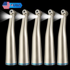 5*Dental LED Fiber Optic 1:1 Low Speed Contra Angle Handpiece Inner Water Spray