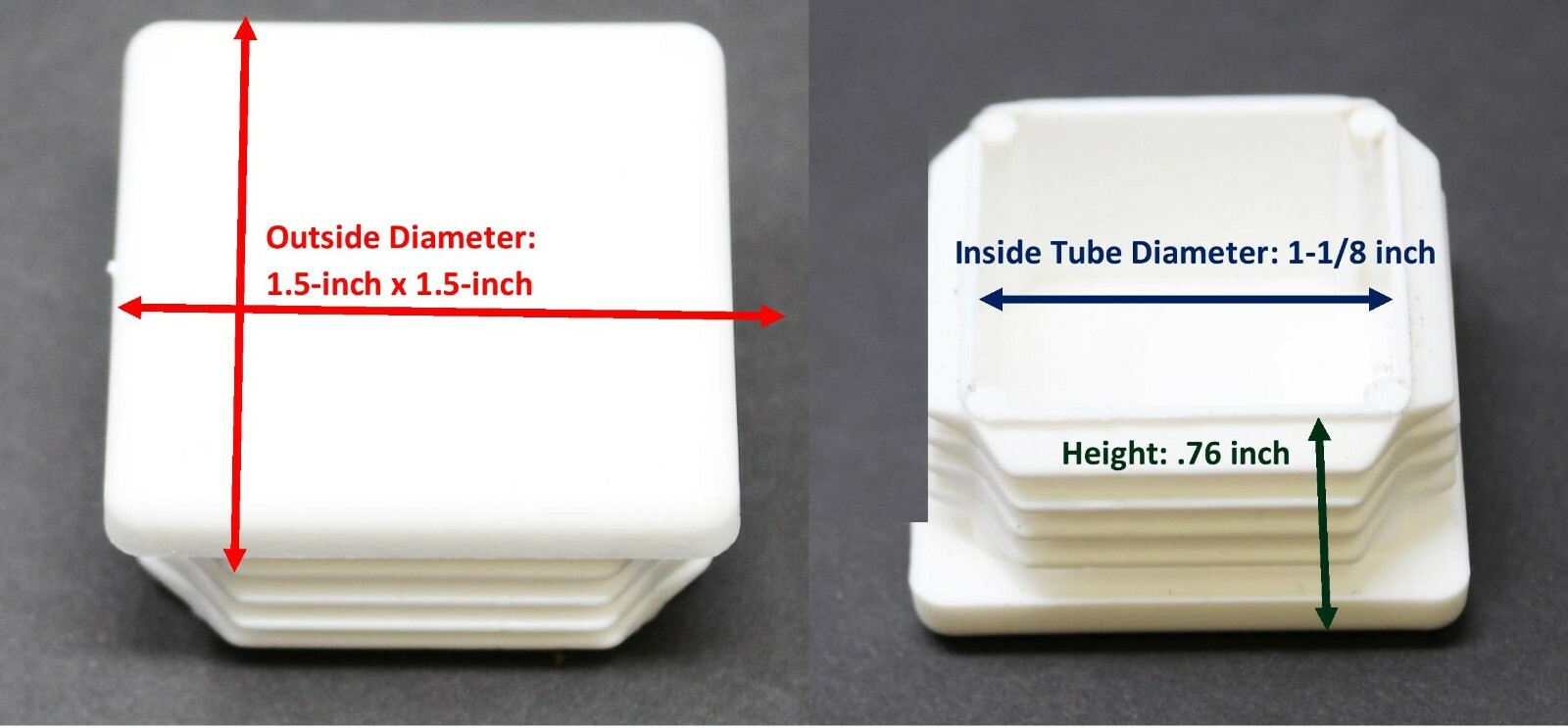 Universal Plastic 11/2 inch White Square Tubing Cap Finishing Plug
