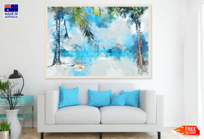 (Laminated) Palm Trees Watercolor Painting 91x61cm