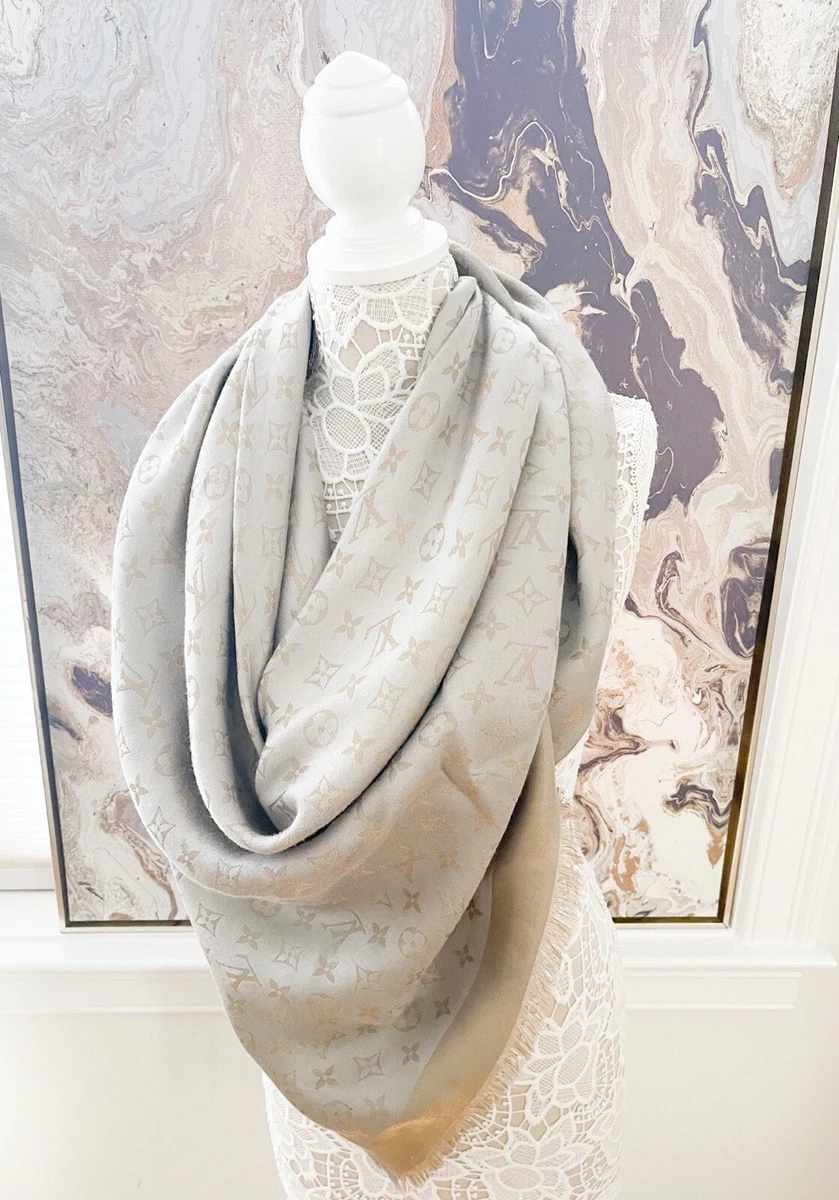 Louis Vuitton Grey Monogram Shine Shawl Scarf/wrap