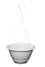 10" White Plastic Hanging Basket with Saucer- Set of 10 -KOBA Indoor Outdoor pot