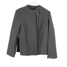 Joseph Feldman Womens Gray Mock Neck Long Sleeve Blazer Jacket Size 16