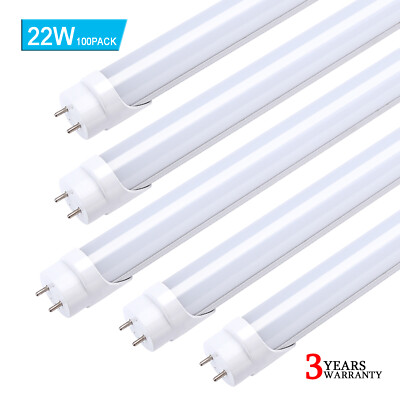 100 Pack 22W T8 4FT G13 Bi Pin Led Tube Light Bulbs 4Foot Led Shop Light 6000K