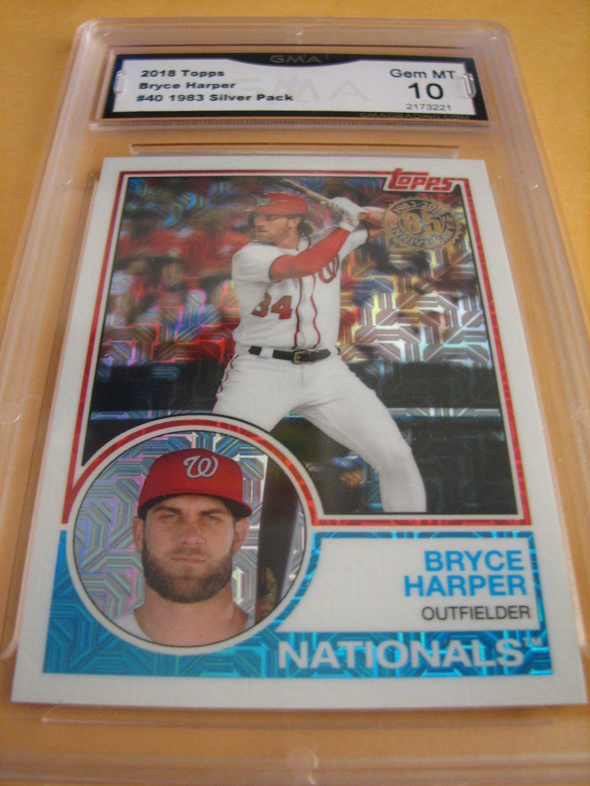 BRYCE HARPER NATIONALS 2018 TOPPS SILVER PACK 1983 # 40 GRADED 10 L@@@K