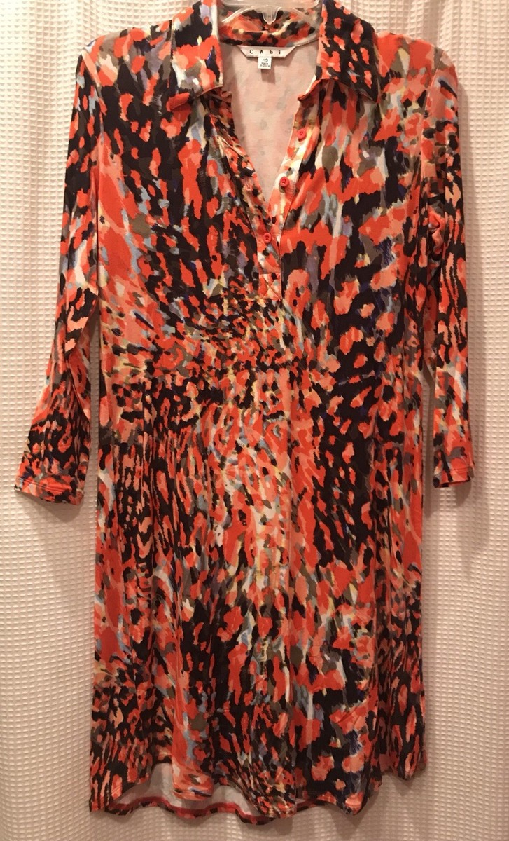 cabi shirt dress Cabi shirt dress size Medium Elegant Red Floral Dress ptp 21 waist 18"