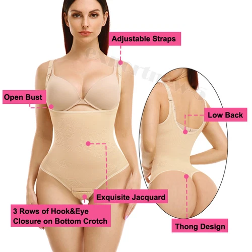 Women Full Body Shaper Compression Tummy Control Shapewear Thong Bodysuit Girdle - Picture 5 of 24