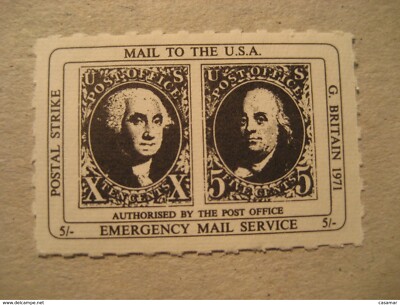 POSTAL STRIKE 1971 Mail To USA Emergency Service LOCAL Stamp On Stamp UK GB