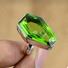 Natural peridot 925 Sterling Silver Ring Handmade Gift For Her A-282