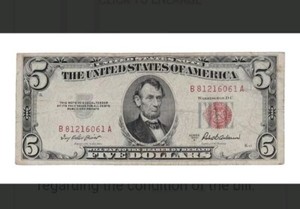1953-A U.S. $5 Legal Tender Note - Red Seal