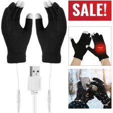 USB Heated Gloves Women Men Winter Touchscreen Gloves Hand Warmer Washable
