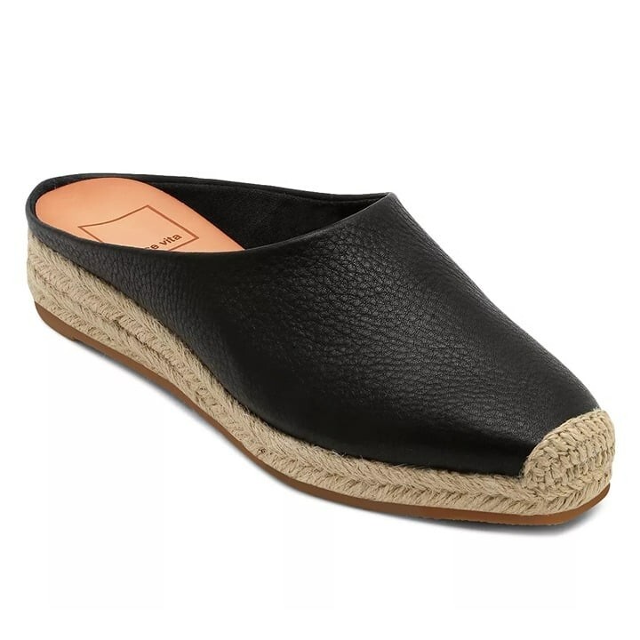 Dolce Vita Women's Brandi Black Leather Espadrille Mules Size 8.5 (MSRP  $130) | eBay