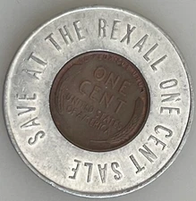 Save At The Rexall One Cent Sale Encased Cent 1950