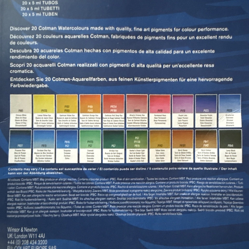 Watercolour Paint Set Winsor&Newton Cotman 20 Tubes 5 ml - Image 3 of 4