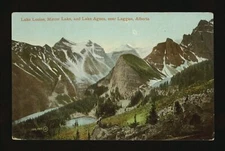 Lake Louise Mirror Lake and Lake Agnes near Laggan Alberta - aeria- Old Photo