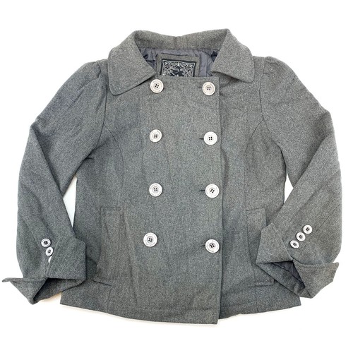 BEVERLY HILLS POLO CLUB Size Medium Grey Womens Pea Coat Style Jacket - Picture 3 of 12