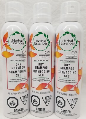 3 PACK Herbal Essences Daily Detox Volume-Crimson Orange & Mint Dry Shampoo 140g