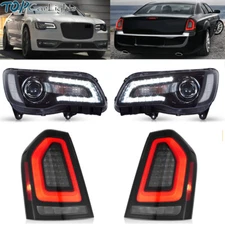 VLAND LED Headlights+Smoked LED Tail Lights For 2011-2014 Chrysler 300 L+R