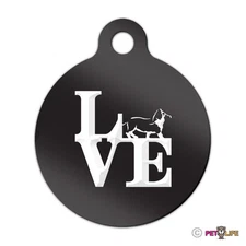 Love Basset Hound Engraved Keychain Round Tag w/tab park hush puppy Many Colors