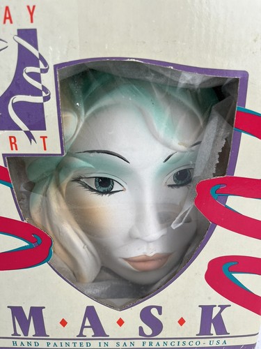 Vintage 1988 Clay Art Mask Style No. 066 Made in USA San Fransisco, CA Deco Art - Picture 2 of 8