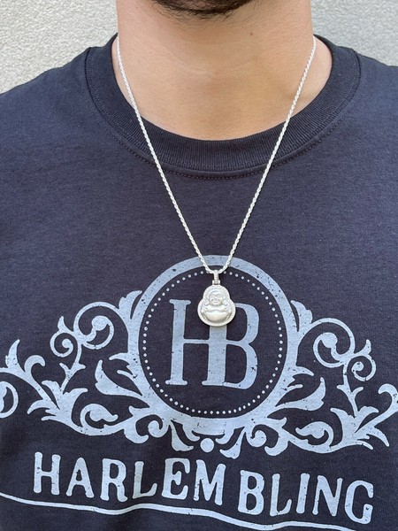 Alternate view of Real 925 Silver Gold Plated Hip Hop Buddha Pendant Mens Ladies Iced Necklace