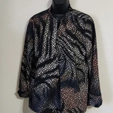 IC by Connie K Women's Size L Multi-Colored Jacket w/ Toggle Button Artsy