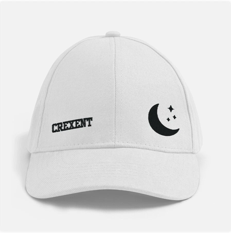 Crexent Moon Casual White Baseball Cap Unisex with adjustable buckle