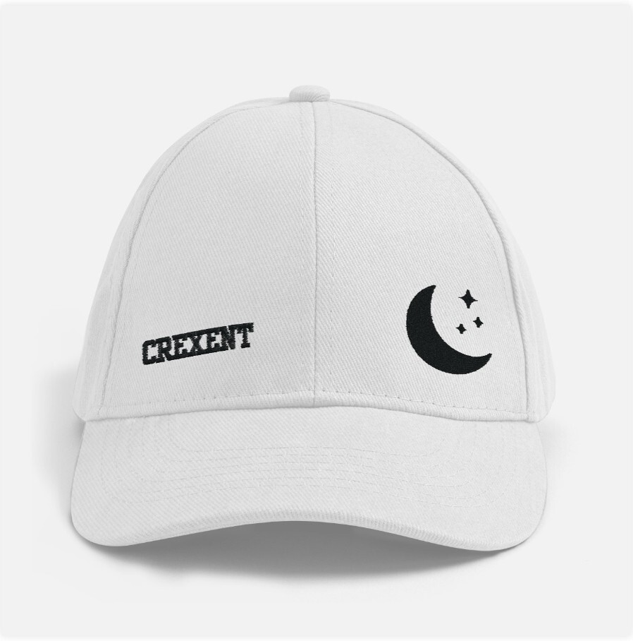 Crexent Moon Casual White Baseball Cap Unisex with adjustable buckle