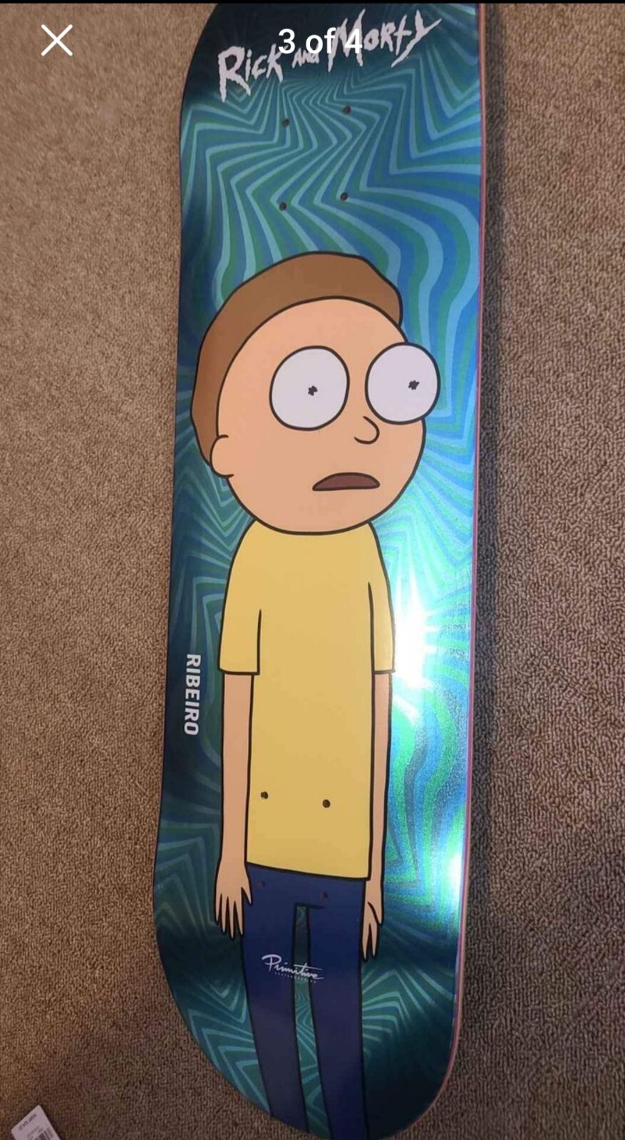 RARE Primitive Rick and Morty Skateboard Deck 8.1 Carlos Ribeiro FOIL
