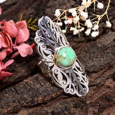 Variscite Ring Green Stone 925 Sterling Silver Design Statement Rings Jewelry