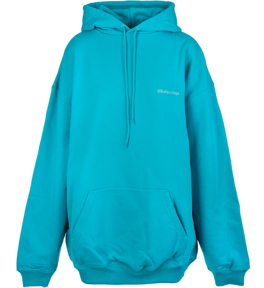 Balenciaga Wardrobe Unisex BB Logo Oversized Turquoise Blue Hoodie