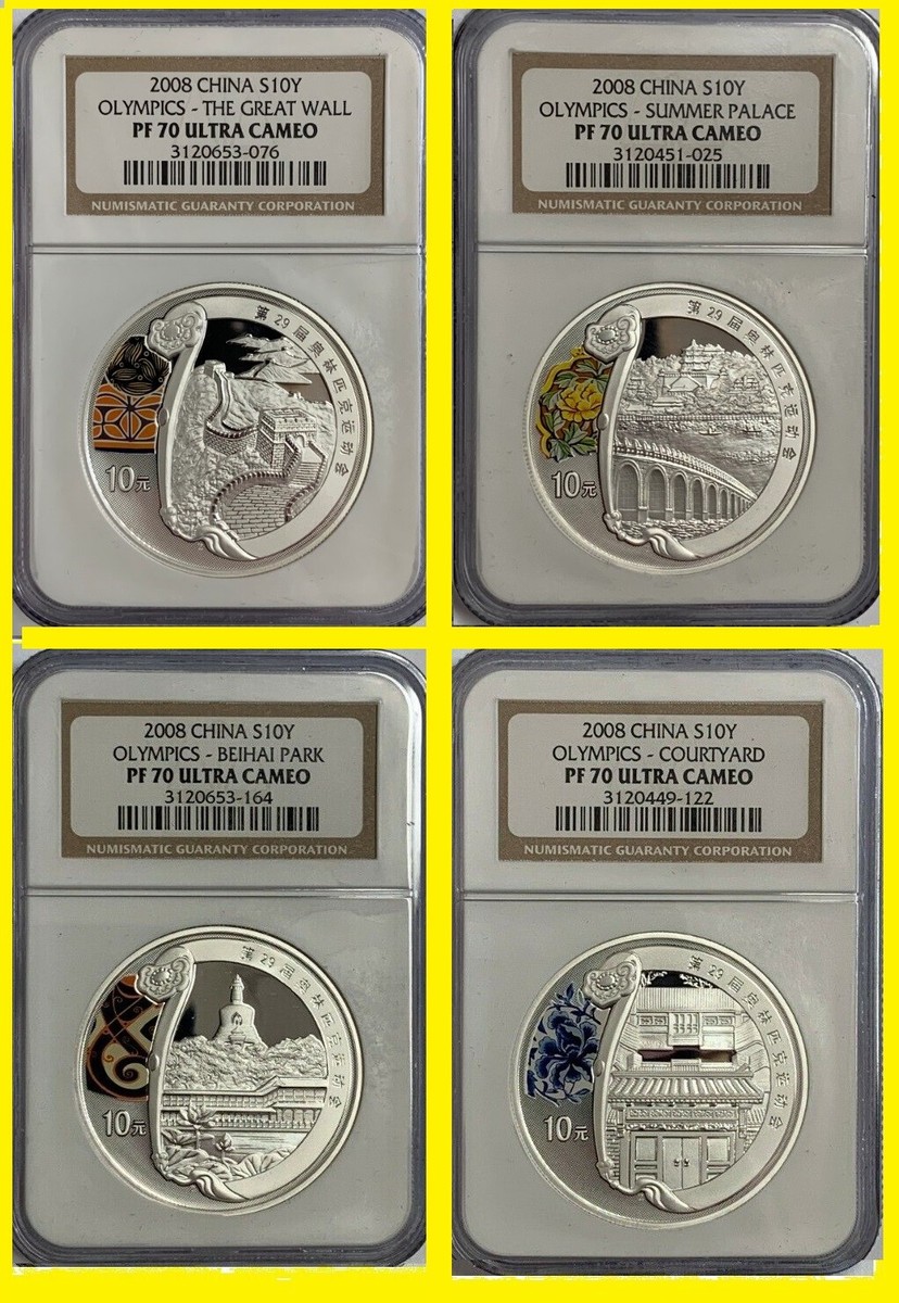 2008 CHINA OLYMPIC complete 4 SILVER coins set ALL NGC PF 70 UC | eBay