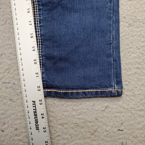 Pantalones de mezclilla Seven7 Capri para mujer 30 azul marino costuras en contraste bolsillos pierna recta - Imagen 4 de 10