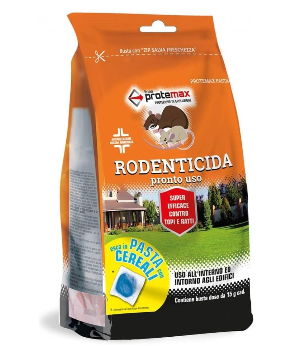 Esca Veleno Topi e Ratti Esca Topicida Ratticida Forte in buste 150gr. Protemax