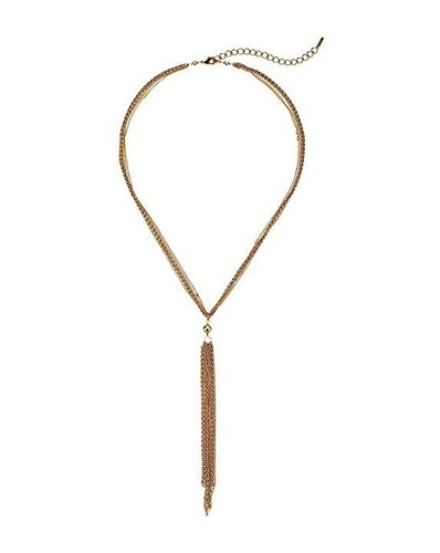 Chan Luu 244117 Womens Gold Plated Multistrand Chain Drop link Tassel Necklace