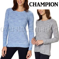 NEW WOMENS CHAMPION LONG SLEEVE CREW NECK TEE T-SHIRT SOFT PULLOVER VARIETY