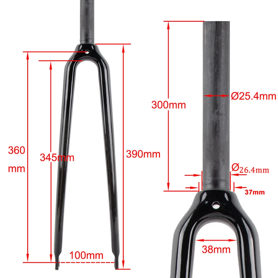 700C bicycle 1 Inch 25.4 mm Road Bike Carbon fiber 1" Steerer Tube Rigid Fork - Image 2 of 4
