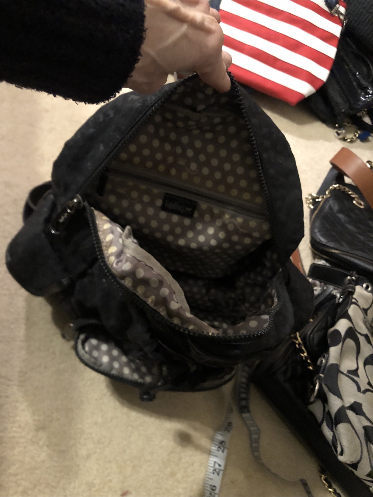 Authentic Kipling Black Pattern Canvas Backpack W… - image 8