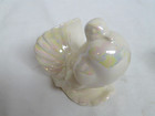 Vintage Pair of White Fantailed Ceramic Dove Figurines - Rainbow Glazed Finish — photo 5