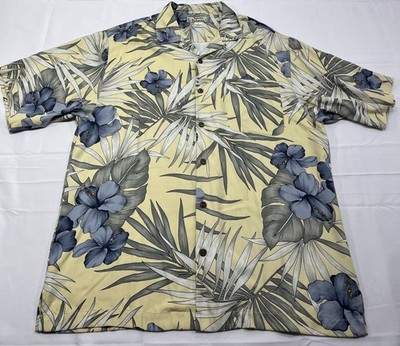 Tommy Bahama Vintage Mens M Silk Floral Hawaiian Camp Loop Collar Shirt - Read