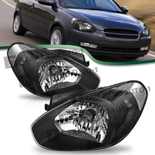 For 2006-2011 Hyundai Accent Headlights Set Driver & Passenger Side w/Clear Lens