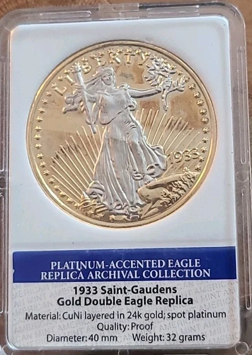 1933 Double Eagle Proof Saint-Gaudens 24k Gold Lay/Platinum Spot