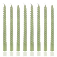 8 Pack 10 Inch Sage Green Spiral Taper Candles Long Burning Dripless Candles ...