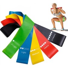 Resistance Loop Exercise Bands Set of 5 with Guide and Carry Bag for Home Gym